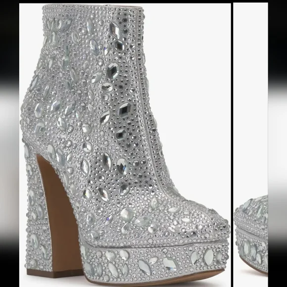 NIB sz6.5 Dollyi Crystal 💎 Jessica Simspon Embellished Platform Heel Boots - Picture 14 of 14